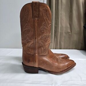 Frye Bruce Pull On Boots Mens 11 M Brown Leather Stitched Western Cowboy 77692